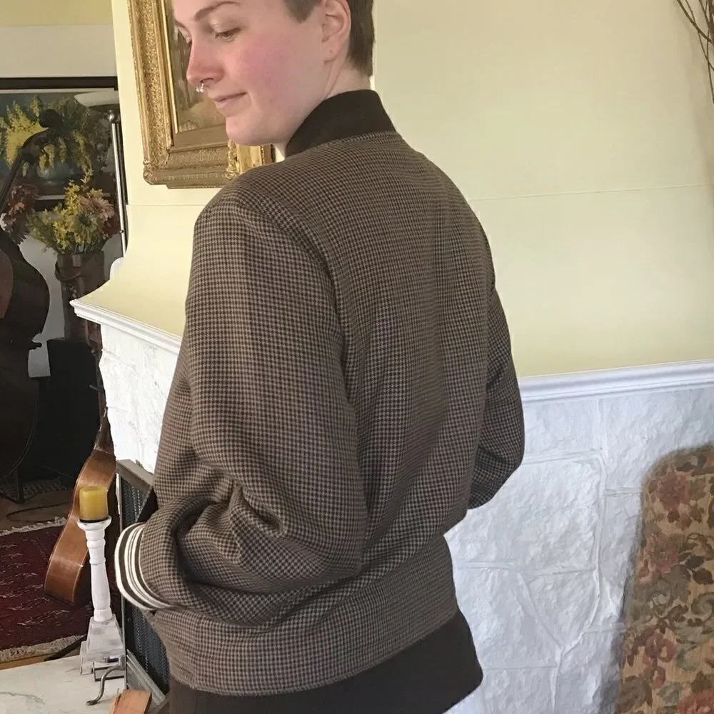 Vintage Hurley Houndstooth Mod Style Bomber Jacket - Picture 3 of 6